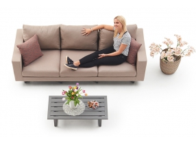 3-er allwetter sofa mosambik sandbraun mit garten kissen