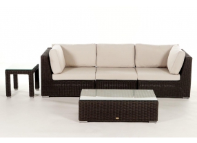 Allegra 4er Rattan Lounge, Überzug Set beige