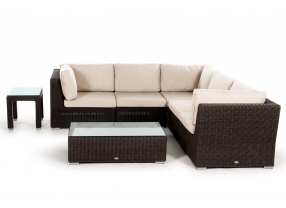 Allegra 5er Rattan Lounge, Überzug Set beige