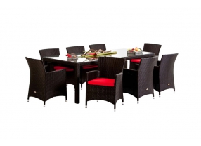 Rattan Esstisch Set Atlanta schwarz