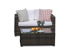 Balkonset Duo Rattan Gartenlounge braun