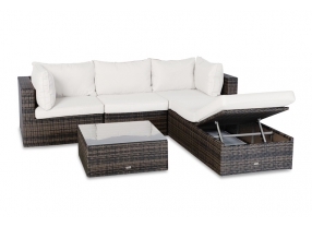 Biarritz Rattan Garten Lounge braun - Überzug beige
