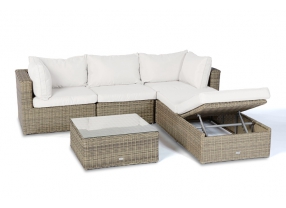 Biarritz Rattan Garten Lounge natural - Überzug beige