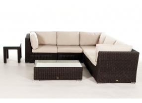Rattan Lounge Allegra mit Überzug Sandbraun