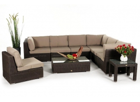 Rattan Lounge Allegra mit Überzug Sandbraun