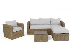 Rattanmöbel Galicia natural round Überzug grau