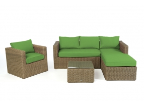 Rattanmöbel Galicia natural round Überzug grün