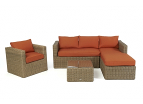 Rattanmöbel Galicia natural round Überzug orange