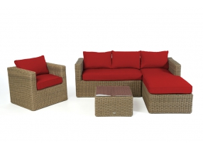 Rattanmöbel Galicia natural round Überzug rot