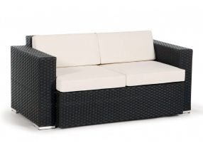 Rattan Lounge 2er Sofa Casablanca black