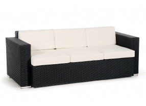 Rattan Lounge 3er Sofa Casablanca black