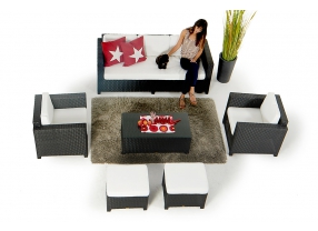 Rattan Lounge 3er Diamond schwarz