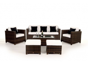 Rattan Lounge Diamond 3er braun