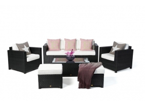 Rattan Lounge 3er Diamond schwarz