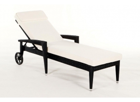 Rattan Liege Florentina mit Beistell Hocker black