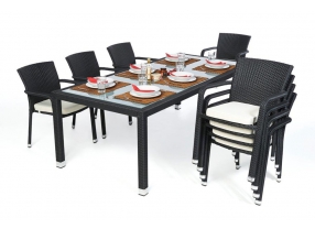Rattan Esstisch Florida black
