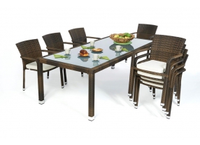 Rattan Esstisch Florida mixed brown
