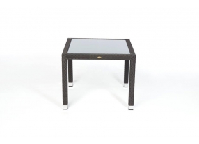 Rattan Tisch Florida mit Milchglas 90cm dark brown