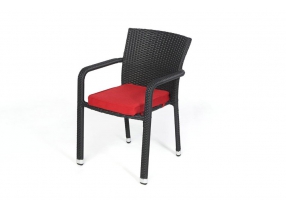 Rattan Stuhl Boston Polsterbezug red