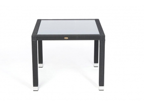 Rattan Tisch Florida mit Milchglas 90cm black