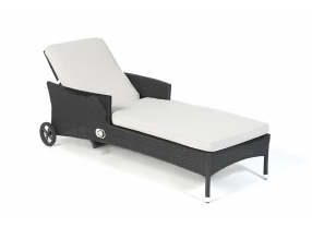 Rattan Sonnenliege Galicia schwarz Überzug beige