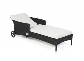Rattan Sonnenliege Galicia schwarz Überzug beige