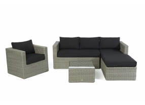 Polsterbezug schwarz für Galicia Polyrattan Lounge grey round