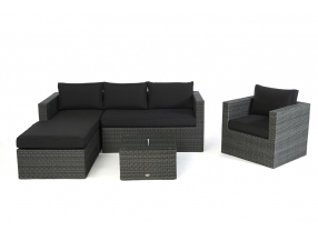 Polsterbezug schwarz für Galicia Rattan Lounge rechts mix grey