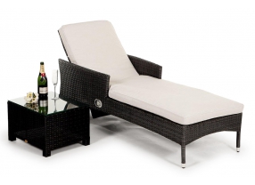 Rattan Liege Galicia, Polsterbezug schwarz