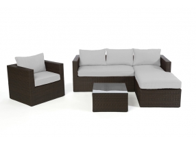 Polsterbezug grau für Galicia Rattan Lounge brown