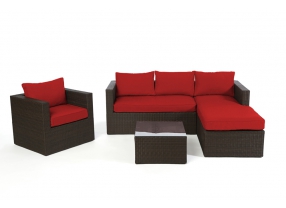 Polsterbezug rot für Galicia Rattan Lounge brown