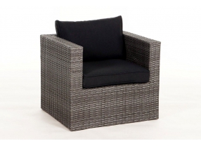 Rattan Lounge Galicia mit schwarzem Polsterbezug