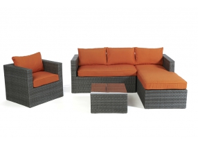 Polsterbezug orange Rattanmöbel Galicia mix grey