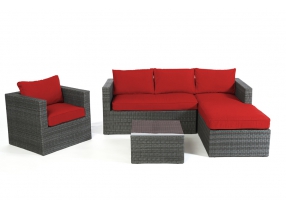 Polsterbezug rot für Galicia Rattan Lounge mix grey