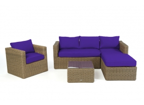 Polsterbezug grün Galicia Rattan Lounge natural round
