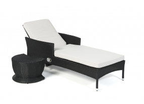 Rattan Liege Galicia Beistellhocker schwarz