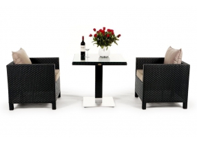 Rattan Tisch Set Cefilo Überzug sandbraun