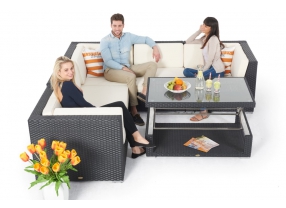 Gartenmöbel Crystel Lounge schwarz Rattantisch verstellbar