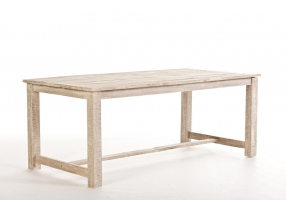 Holz Esstisch Gartenmöbel mit Holzbank Belair old white