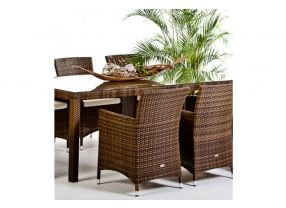 Rattan Garten Tisch Set Toscana Dining mixed brown