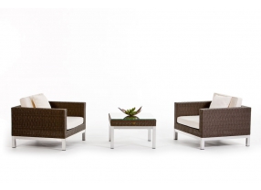 Rattan Lounge Gartenmöebel Belgrano graubraun