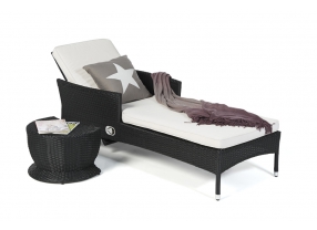 Rattan Liege Galicia Beistellhocker schwarz