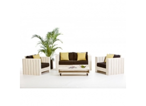 Holz Lounge Gartenmöbel Sitzgruppe Lizard old white