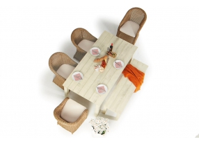 holztisch sky holzbank rattan sessel
