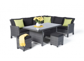 Lounge Dining Kamerun Rattan Tisch mix grau
