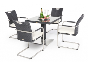 kleiner rattan tisch 2 stuehle neo schwarz