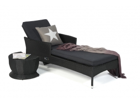 Rattan Liege Galicia Beistellhocker schwarz