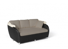 Rattan Sonnenliege Midnight schwarz mit Überzug sandbraun