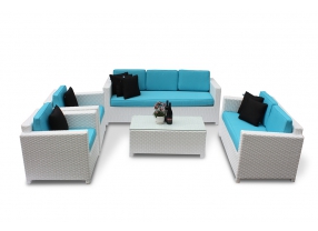 Momoko Lounge weiss outdoor Stoffbezug türkis