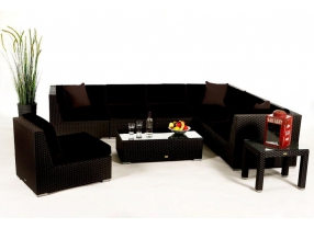 Panama Rattan Lounge Polsterbezug Schwarz